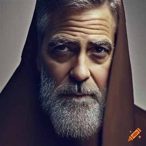 George clooney as a jedi master in robes, with a beard on Craiyon