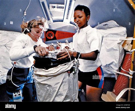 Astronauts Dr. N. Jan Davis (left) and Dr. Mae C. Jemison (right) were mission specialists on ...