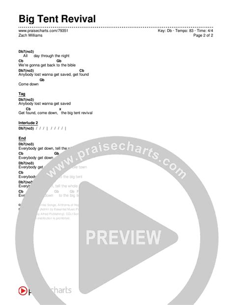 Big Tent Revival Chords PDF (Zach Williams) - PraiseCharts