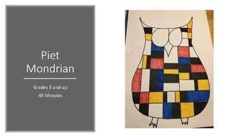 Piet Mondrian Kids Art Owl Project lesson artist biography step by step plan | Mondrian kids ...