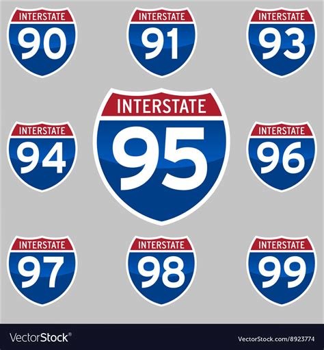 Interstate signs 90-99 Royalty Free Vector Image