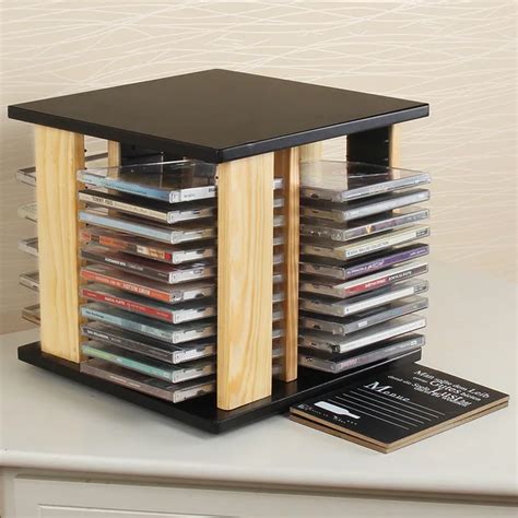 Free shipping solid wood CD rack disc disc rotating wooden CD large capacity CD on sale-in ...