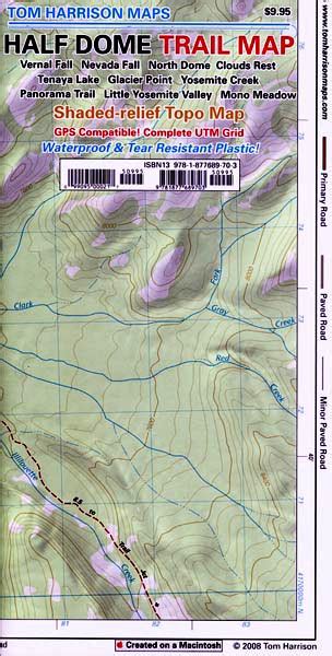 Half Dome (Yosemite) Trail Map by Tom Harrison