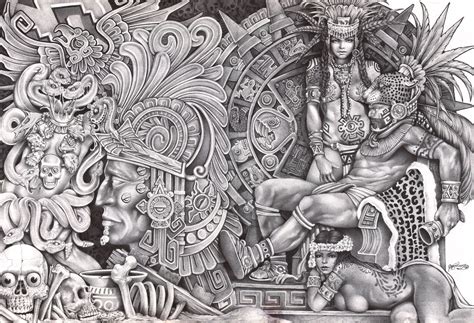 Aztec Dream by Mouse Lopez Mexican Indians Black White Canvas Art | Mayan art, White canvas art ...