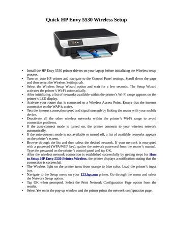 How to Connect HP Envy 5530 Printer to Wireless? by Jack Leach - Issuu