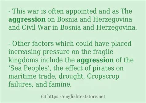 Sentence example of "aggression" - EnglishTestStore Blog