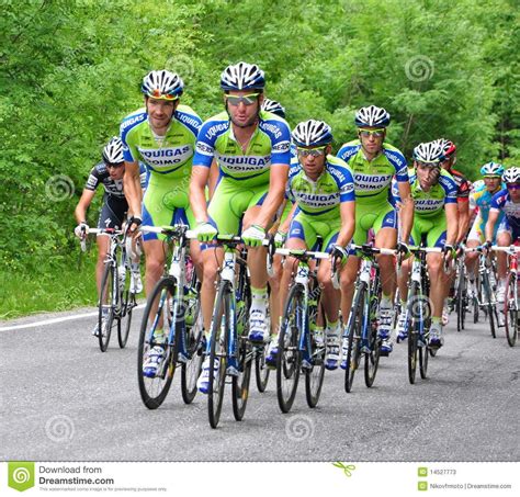 Team Liquigas. The team of the Italian Cycling Tour winner during a ...