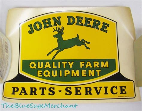 Vintage 1950 JOHN DEERE PARTS SERVICE Window Sign DECAL Sticker Logo ...