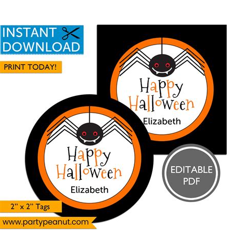 Printable Halloween Tags Halloween Spider - Party Peanut