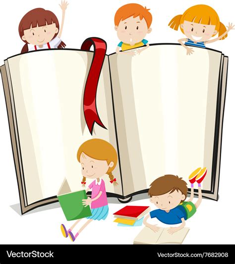 Book design with children reading books Royalty Free Vector