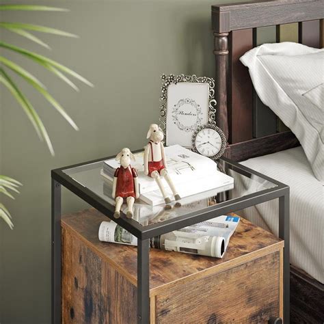 Glass Nightstand with Cabinet