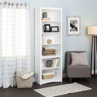 80" Tall Bookshelf White - Prepac: Laminated 6-shelf Storage, Modern ...