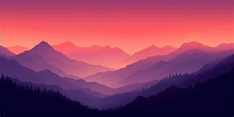 Premium AI Image | Vibrant Orange and Deep Violet Minimalist Mountain Landscape Wallpaper AI ...