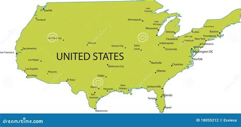 Map Of USA With Major Cities Stock Photography - Image: 18055212