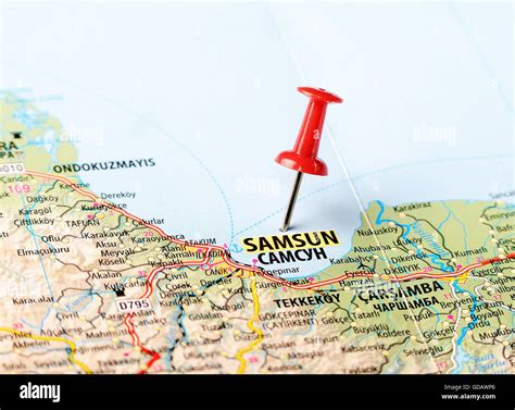 Close up of Samsun ,Turkey map with red pin - Travel concept Stock ...