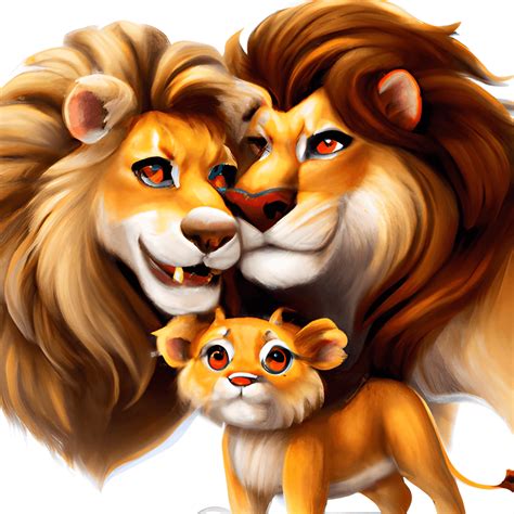 Cute Lion Family Digital Painting · Creative Fabrica