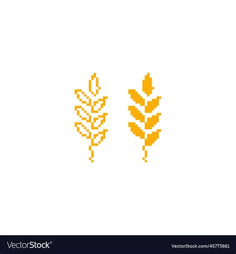 Wheat agriculture organic pixel art 8 bit icon Vector Image