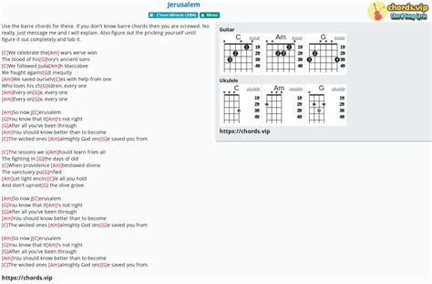 Chord: Jerusalem - tab, song lyric, sheet, guitar, ukulele | chords.vip