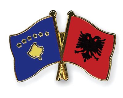 Crossed Flag Pins Kosovo-Albania Flags