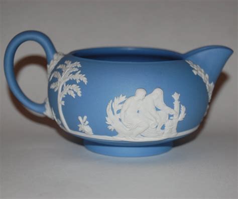 WEDGWOOD Light Blue Jasperware Creamer Pitcher 1960 MINT