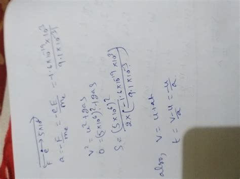 (viii) An electron is released with a velocity of 5 x 106 m/s in an electric field of 103 N/C in ...