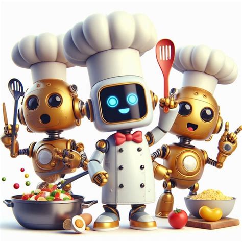 Premium Photo | Robot chef with assistans