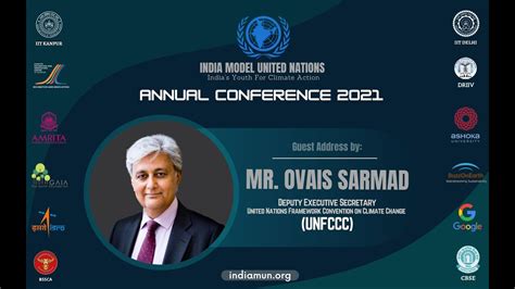 India MUN Conference 2021| Guest Address by Mr. Ovais Sarmad - YouTube