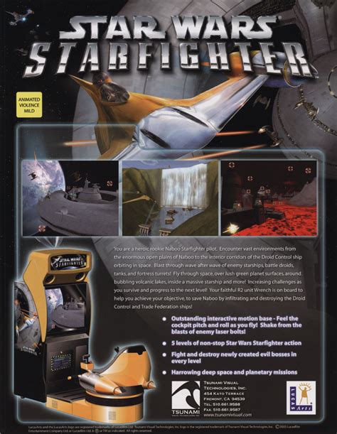 The Arcade Flyer Archive - Video Game Flyers: Star Wars Starfighter, Tsunami Visual Technologies ...