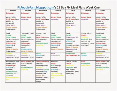 21 day fix printable meal planner - volfready