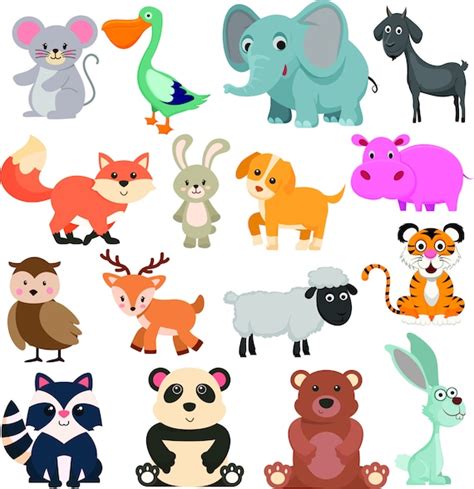 Animal Cartoon Clipart Cut Animals Digital Design Animal - Etsy