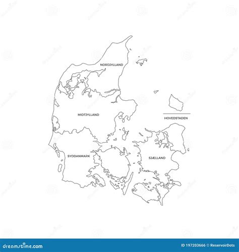 Denmark Regions Map stock vector. Illustration of geography - 197203666