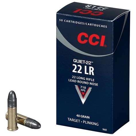 CCI Quiet-22, .22LR, LRN, 40 Grain, 50 Rounds - 310924, .22lr Ammo at Sportsman's Guide