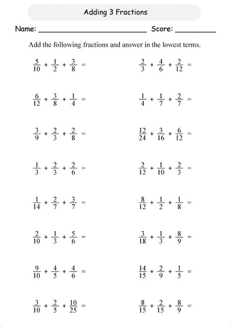 Year 6 Maths Worksheets Adding Fractions | K5 Worksheets | Math ...