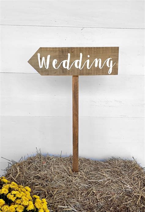 Wedding Sign Wood Wedding Arrow Sign Wooden Wedding Sign | Etsy