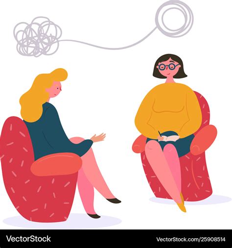 Woman at therapy with psychologist and therapist Vector Image