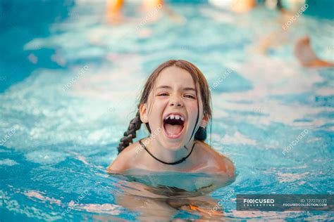 Girl in swimming pool — head and shoulders, person - Stock Photo ...