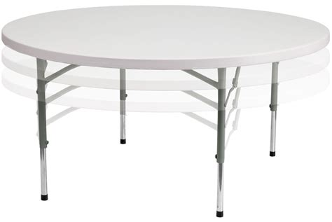 60" Round Height Adjustable Granite White Plastic Folding Table from Renegade | Coleman Furniture