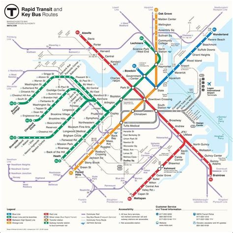 Boston T Line Route Map - London Top Attractions Map