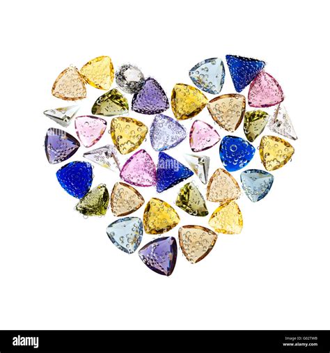 Jewelry gemstones heart shaped. Isolated on white Stock Photo - Alamy