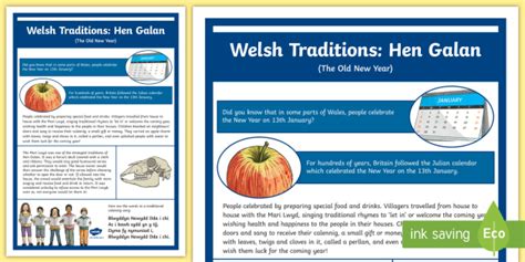 Informative A2 Hen Galan Traditions in Wales Display Poster