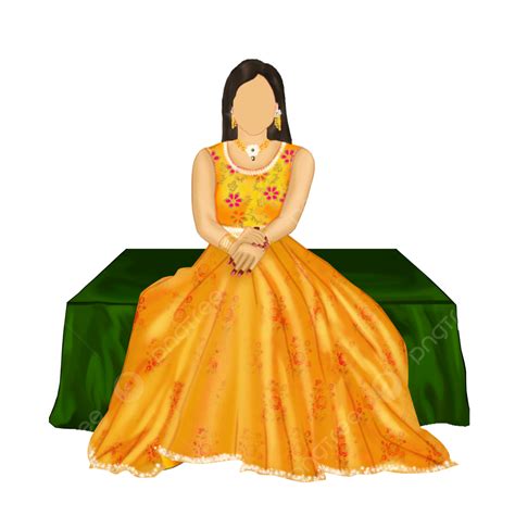 Girl For Haldi Indian Bride Illustration Vector PNG, Vector, PSD, and Clipart With Transparent ...