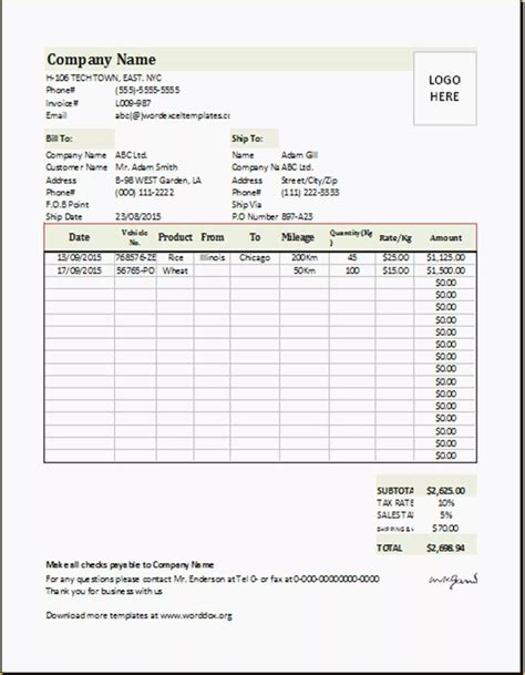 50 Free Trucking Invoices Templates | Heritagechristiancollege