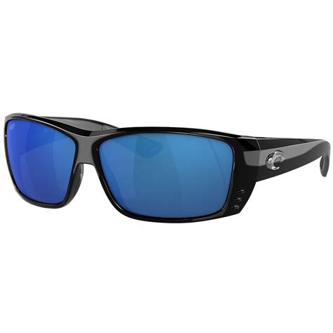 Costa Del Mar Men's Cat Cay Polarized Rectangular Sunglasses, Matte Black/Grey Blue Mirrored ...