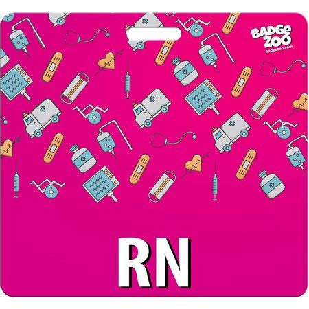 RN Buddy - Pink with Medical Icons - Horizontal Id Card for Registered Nurses - by Zoo | Walmart ...