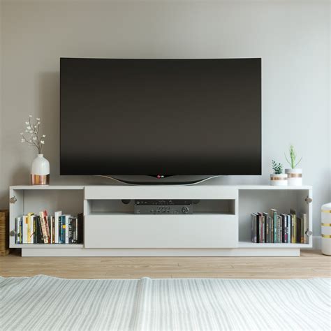 Samso Glass White TV Stand - Modern Minimalist for TV up to 75" | LOFT ...