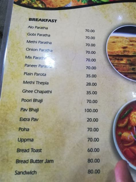 North Indian Breakfast Menu