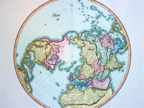 1812 Pinkerton Large Antique Stereographic Projection Map of Northern – Classical Images