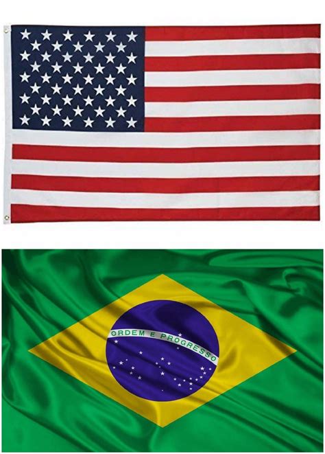 G128 - Wholesale LOT 3'x 5' USA AMERICAN & 3'x5' Brazil Flag Brazilian ...