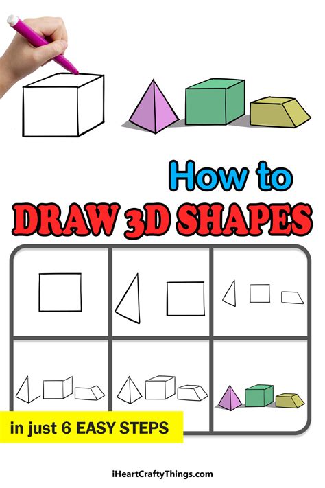 3D Shapes Drawing - How To Draw 3D Shapes Step By Step