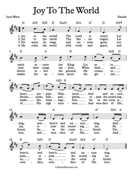 Free Printable Joy To The World Sheet Music - Free Printable Templates